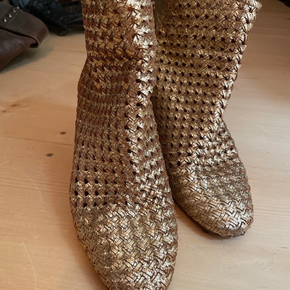 Sezane gold booties